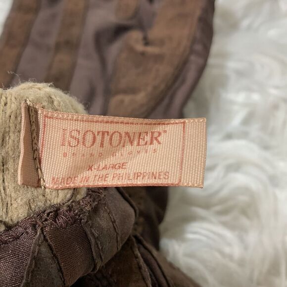 🟢3 for $20—-ISOTONER Vintage Aris Dark Brown Chevron Gloves Lined Women’s XL - Picture 3 of 7